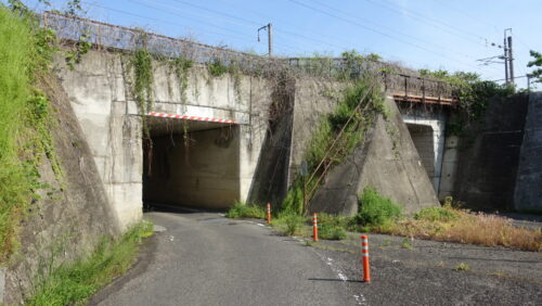 新幹線と東北本線の高架下をくぐる
